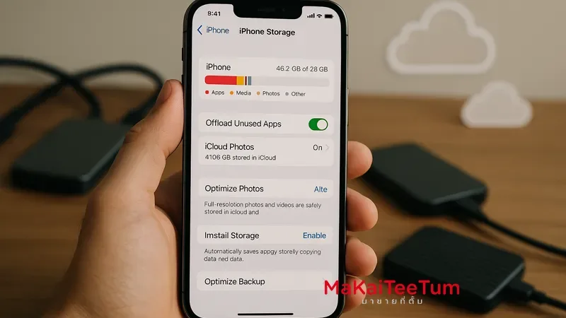 การจัดการพื้นที่จัดเก็บ iPhone ให้มีพื้นที่ว่างตลอดเวลา